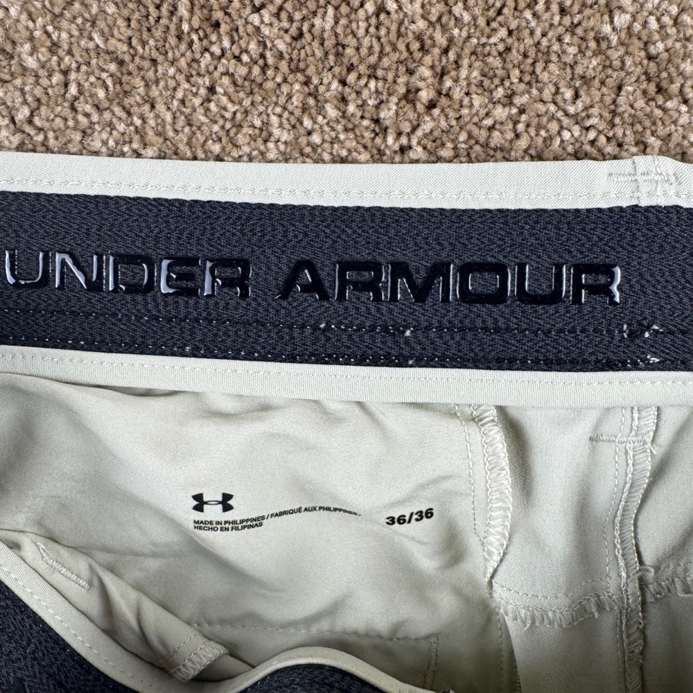 Under Armour Mens Golf Pants 36x36 Khaki Stone Performance Stretch Chino - Picture 9 of 13